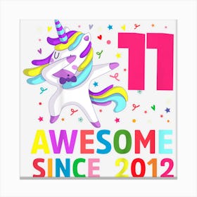 Kids 11 Years Old Unicorn Dabbing 11th Birthday Girlns Canvas Print