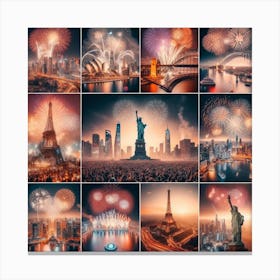 New Year Fireworks In New York City Canvas Print