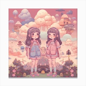 Two Girls In The Sky Canvas Print