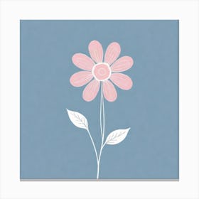 A White And Pink Flower In Minimalist Style Square Composition 310 Canvas Print