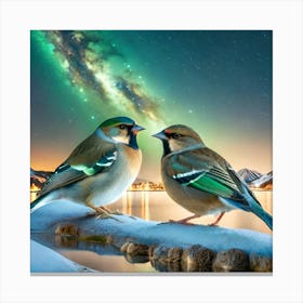 Firefly A Modern Illustration Of 2 Beautiful Sparrows Together In Neutral Colors Of Taupe, Gray, Tan (76) Canvas Print