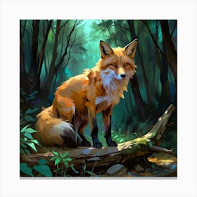 Fox In The Woods Canvas Print