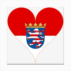 Heart Love Hesse Lion Federal State Coat Of Arms Flag Heart Shaped Canvas Print