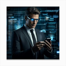 A Sleek Modern Businessman Dressed In A Tailored Suit Emanating Wisdom And Professionalism Immers (1) Canvas Print