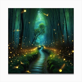 Fireflies In The Forest Canvas Print