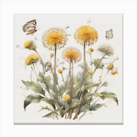 Dandelions and Butterfly of Thymelicus sylvestris Canvas Print