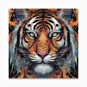Mesmerizing Tiger With Luminous Eyes On A Profound Black Background 4 Canvas Print