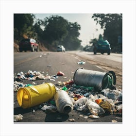 Trash On The Road 1 Canvas Print