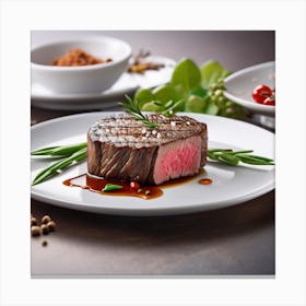 Steak On A Plate 3 Canvas Print