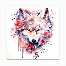 Wolf Watercolor Painting Canvas Print