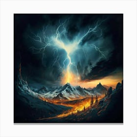 Impressive Lightning Strikes In A Strong Storm 3 Canvas Print