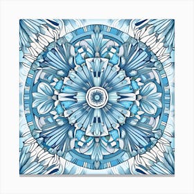 Blue Floral Mandala Canvas Print