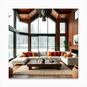 Living Room With Fireplace 3 Canvas Print