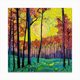 Autumn Forest, abstract painting 1 Canvas Print