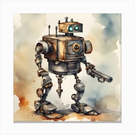 Robot With Gun Canvas Print