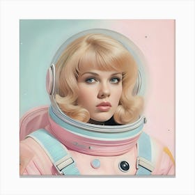 Retro Pastel Female Astronaut 4 Canvas Print