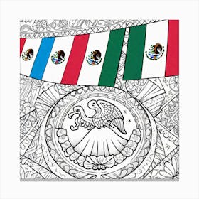 Mexican Flag Coloring Page 3 Canvas Print