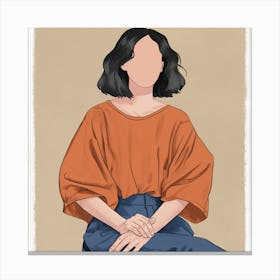 Girl Sitting On A Chair Canvas Print