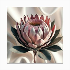 A Breathtakingly Detailed, Ultra High Resolution Digital Illustration Of A Majestic Protea Flower, Rendered In Vibrant, Lifelike Colors, With Intricate Textures And Delicate Petals That Appear Soft To The Touch Canvas Print