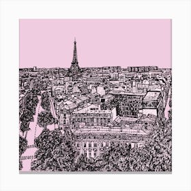 Paris Skyline, Eiffel Tower Pink Illustration Leinwandbild