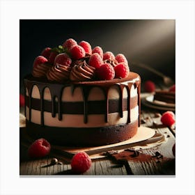 Chocolate Cake With Raspberries 2 Canvas Print