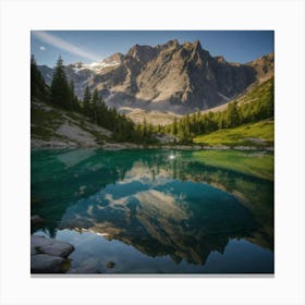 Reflection Of Mountain Lake Canvas Print