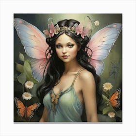 Fairy With Butterfly Wings Art Print 1 Canvas Print