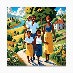 African Family In The Countryside Canvas Print