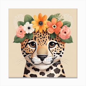 Floral Baby Cheetah Nursery Illustration (14) Canvas Print