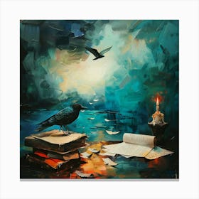 Crow And Book Canvas Print