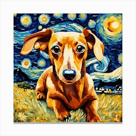 Starry Night Dachshund Canvas Print