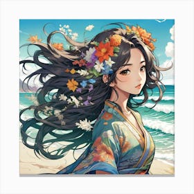 Flower Girl At The Beach 3 1 Canvas Print