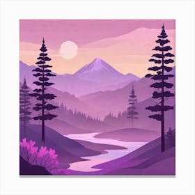 Misty mountains background in purple tone 87 Canvas Print