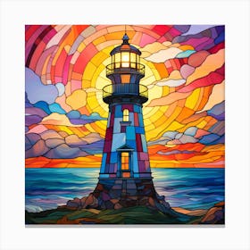 Maraclemente Stained Glass Lighthouse Vibrant Colors Beautiful Canvas Print
