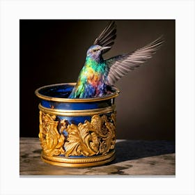 Firefly Iridescent Bird Rising From A Baroque Paint Pot 20356 (2) Canvas Print