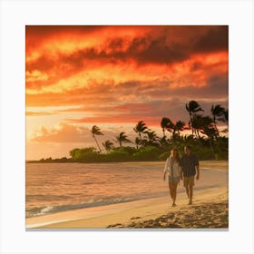 Sunset On The Beach 1 Canvas Print