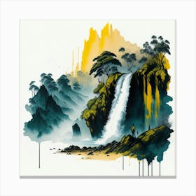 Colored Falls Ink Painting (3) Canvas Print