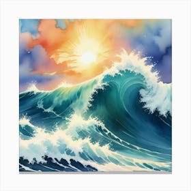 Watercolor Seascape Painting Canvas Print