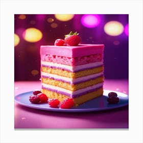 Colorful Cake With Berries Canvas Print