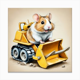 Hamster On A Bulldozer Canvas Print