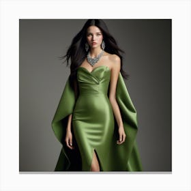Woman In A Green Gown Canvas Print