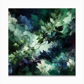 Emerald Whispers: Abstract Botanical Art Canvas Print