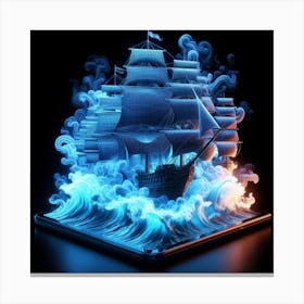 Luminous sailboats amid thick smoke 3 Canvas Print