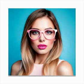 Firefly Blue Eyed Beauty With Pink Glasses And Lips 76165 Canvas Print