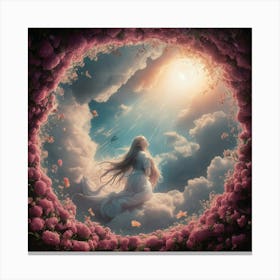 Girl In A Cloud Canvas Print