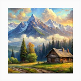 Cabin In The Mountains 1 Canvas Print