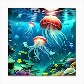 Jellyfish Underwater 1 Canvas Print