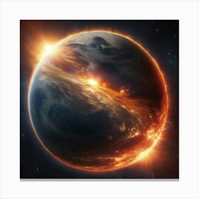 Earth Burning In Space Canvas Print