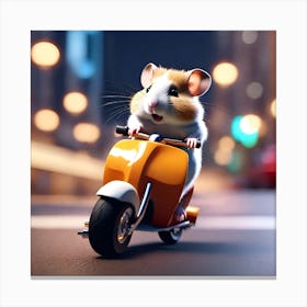 Hamster On A Scooter Canvas Print