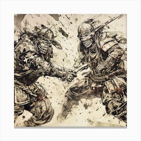 Samurai Fighting Canvas Print